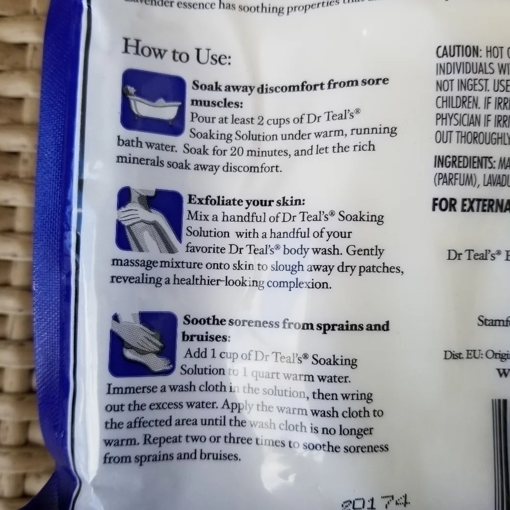 Dr. Teals Epsom Salt Lavender 3LB Bag Purple Bath Soak